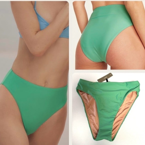 J. Crew High-rise‎ Cheeky Bikini Bottom – Green,  Size Small - Picture 1 of 10